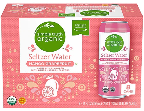 Água Seltzer Orgânica Simple Truth® Manga Toranja - 8 Latas (Aprox. 2.5L)