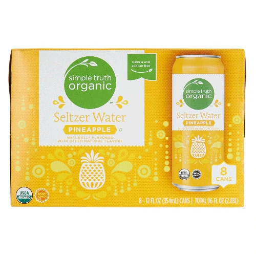 Simple Truth® Água com Gás Orgânica Sabor Abacaxi - 8 Latas (960ml)