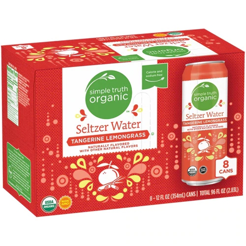 Água com Gás Orgânica Tangerina e Capim-Limão Simple Truth® - 8 Latas (Aprox. 2.84 L)