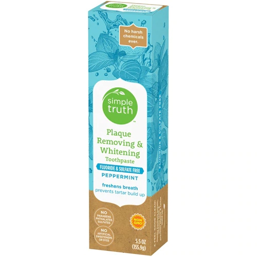 Creme Dental Simple Truth® Peppermint - Remoção de Placa e Clareamento 156g
