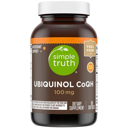 Simple Truth Ubiquinol CoQH 100mg - 60 Cápsulas Gelatinosas - Suporte Antioxidante e Energético