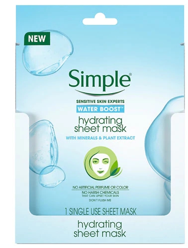 Máscara Facial Simple Water Boost - 1 Unidade para Hidratação Intensa