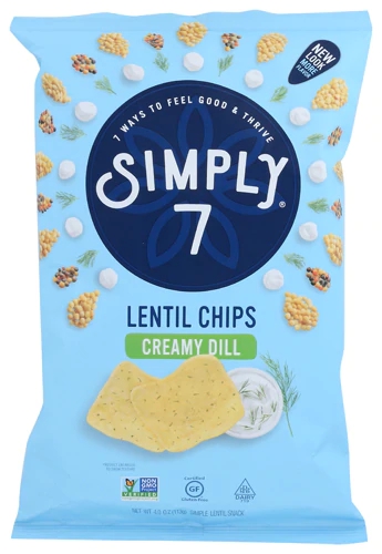 Chips de Lentilha Simply 7 Sem Glúten Sabor Creamy Dill 113g - Lanche Saudável