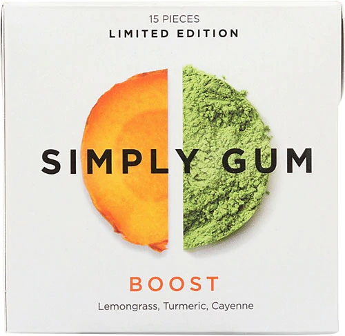 Simply Gum Chiclete Natural Boost - 15 Unidades - Sabor Energizante