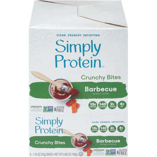 SimplyProtein Crunchy Bites Sabor Churrasco - 6 Pacotes (Aprox. 168g)