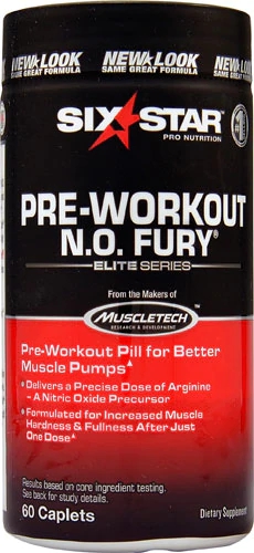 Six Star Pro Nutrition Pre-Workout N.O. Fury Elite Series 60 Cápsulas - Energia e Performance Máxima