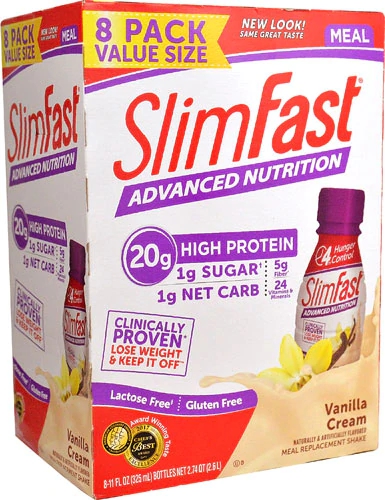 SlimFast Advanced Nutrition Shake Proteico Baunilha Cremosa - 8 Garrafas (Aprox. 2.36L)