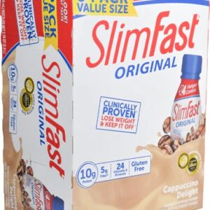 SlimFast Original Cappuccino Delight Shake Refeição Substituta - 8 Garrafas (11.5 fl oz cada)