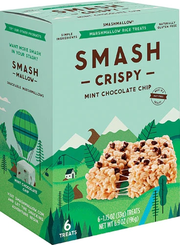 Smashmallow Smash Crispy Marshmallow Rice Treats Mint Chocolate Chip -- 6 Treats