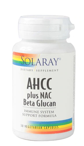Solaray AHCC plus NAC Beta Glucan 30 Cápsulas Vegetarianas - Suporte Imunológico Avançado