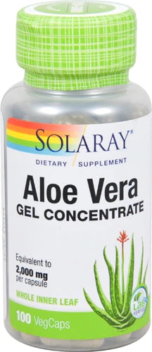 Solaray Aloe Vera Gel Concentrate 100 VegCaps - Bem-Estar Digestivo e Nutricional