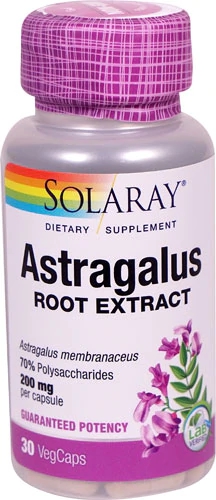 Solaray Extrato de Raiz de Astragalus 200 mg 30 Cápsulas Vegetais - Suporte Imunológico e Vitalidade