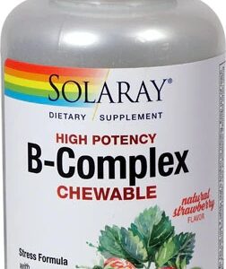 Solaray B-Complex Masticável Sabor Morango Natural - 50 Unidades