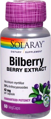 Solaray Extrato de Mirtilo - 42mg - 60 Cápsulas Vegetais - Saúde Ocular e Antioxidante