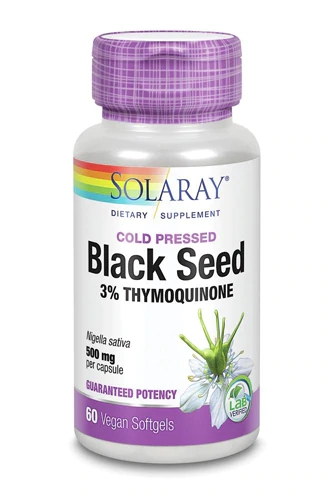Solaray Black Seed Oil 500mg com 3% Tocoquinona - 60 Cápsulas Veganas