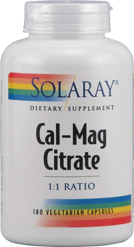 Solaray Cal-Mag Citrate - 180 Cápsulas Vegetarianas: Essencial para Ossos Fortes e Bem-Estar Geral