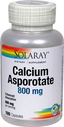 Solaray Cálcio Asporotato 800mg - 100 Cápsulas - Alta Absorção para Ossos Fortes