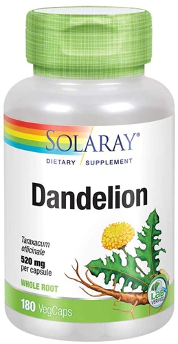 Solaray Dente de Leão - Raiz 520mg 180 VegCaps - Suplemento Natural