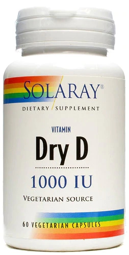Solaray Vitamina D Seca 1000 UI - 60 Cápsulas Vegetarianas - Saúde Óssea e Imunidade