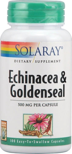 Solaray Echinacea e Goldenseal 100 Cápsulas - Potencial Imunológico Natural