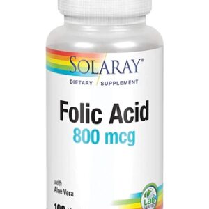 Solaray Ácido Fólico 800 mcg - 100 Cápsulas Vegetarianas