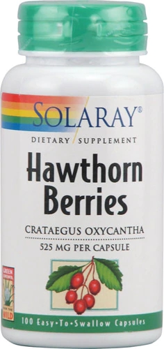 Solaray Hawthorn Berry 525mg - 100 Cápsulas Naturais para Saúde Cardiovascular