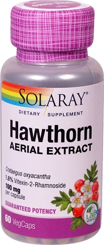 Extrato de Espinheiro-Alvar Solaray 100mg - 60 Cápsulas Vegetais para Saúde Cardiovascular