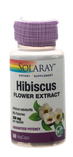 Solaray Hibisco Extrato Flor 250mg 60 VegCaps - Saúde e Bem-Estar Natural
