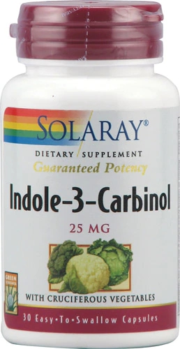 Solaray Indole-3-Carbinol 25mg - 30 Cápsulas: Saúde e Bem-Estar