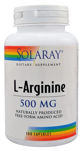 Solaray L-Arginina 500mg - 100 Cápsulas para Energia e Bem-Estar