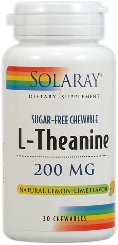 Solaray L-Theanine 200mg Limão e Limão Siciliano - 30 Pastilhas Mastigáveis (Sem Açúcar)