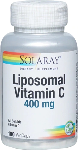 Solaray Liposomal Vitamina C 400mg - 100 VegCaps | Potência e Absorção Superior