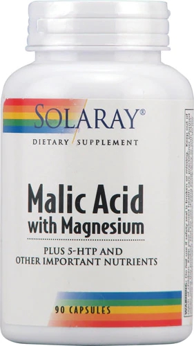 Solaray Malic Acid with Magnesium - 90 Cápsulas: Energia e Bem-Estar