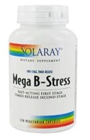 Solaray Mega B-Stress 120 Cápsulas Vegetarianas - Suporte Completo para o Bem-Estar