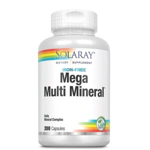 Solaray Mega Multi Mineral™ Ferro Livre - 200 Cápsulas - Suporte Essencial