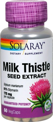 Solaray Milk Thistle Seed Extract 175mg - 60 Cápsulas Veganas | Suporte ao Fígado