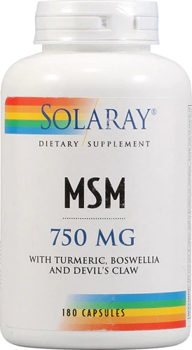 Solaray MSM 750mg - 180 Cápsulas: Alívio e Bem-Estar para Articulações e Saúde Geral