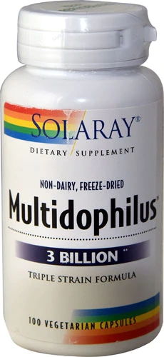 Solaray Multidophilus 3 Bilhões CFU - 100 Cápsulas Vegetais - Probióticos para Saúde Intestinal