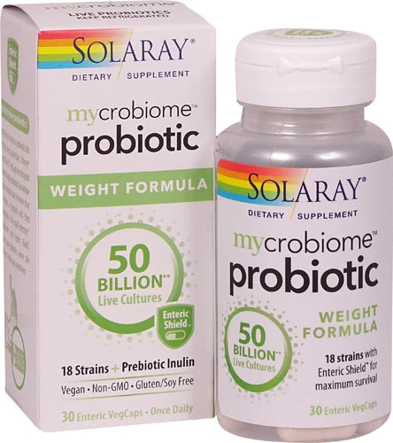 Solaray Mycrobiome Probiótico Fórmula para Controle de Peso - 50 Bilhões UFC - 30 Cápsulas Vegetais Entero-resistentes