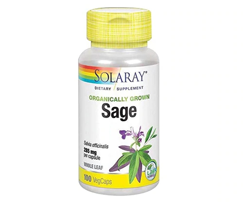 Solaray Sálvia Orgânica Cultivada - 285mg - 100 Cápsulas Vegetais