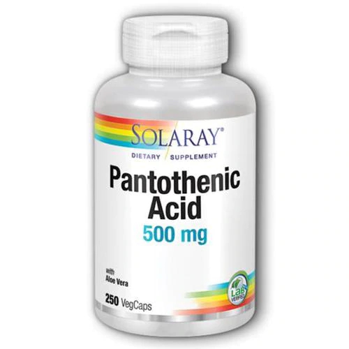 Solaray Ácido Pantotênico 500 mg - 250 VegCaps - Vitamina B5 Essencial