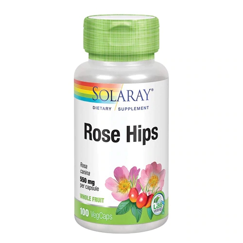 Solaray Rose Hips 550 mg - 100 Cápsulas Vegetais | Vitamina C Natural