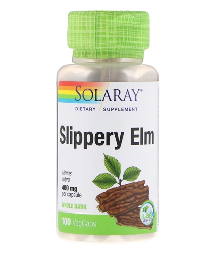 Solaray Slippery Elm 400mg - 100 Cápsulas Vegetais: Alívio Natural para o Bem-Estar Digestivo