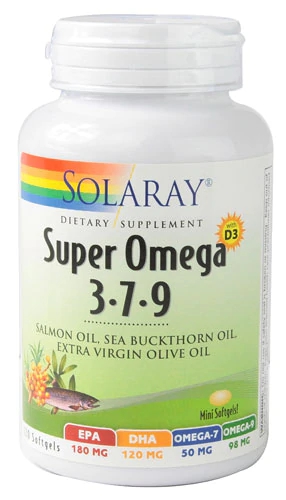 Solaray Super Ômega 3-7-9 com D3 - 120 Mini Cápsulas Gelatinosas
