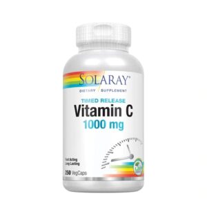 Solaray Vitamina C Liberação Prolongada 1000mg - 250 VegCaps - Imunidade e Saúde