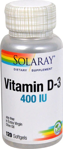 Solaray Vitamina D3 400 UI - 120 Softgels - Imunidade e Saúde Óssea
