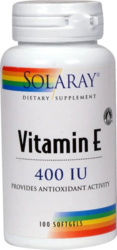 Solaray Vitamina E 400 IU - 100 Softgels - Antioxidante Essencial