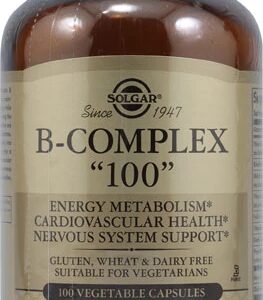 Solgar B-Complex 100: Complexo Vitamínico B com 100 Cápsulas Vegetais de Alta Potência