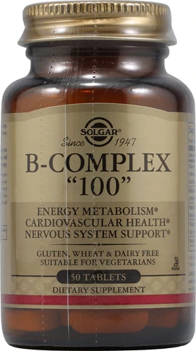 Solgar B-Complex 100 - Complexo de Vitaminas B Essenciais (50 Tablets)