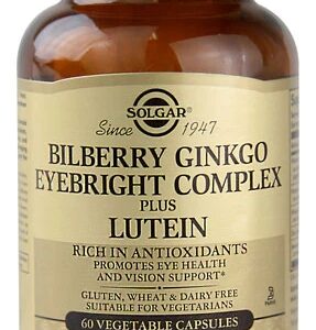Solgar Bilberry Ginkgo Eyebright Complex plus Luteína - 60 Cápsulas Vegetais para Saúde Ocular